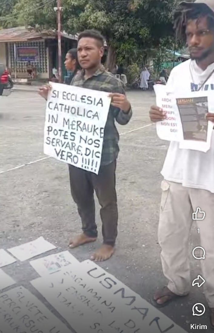 Suara Kaum Awam Katolik Papua melakukan Aksi Penolakan Terhadap Pernyataan Keuskupan Agung di Merauke.