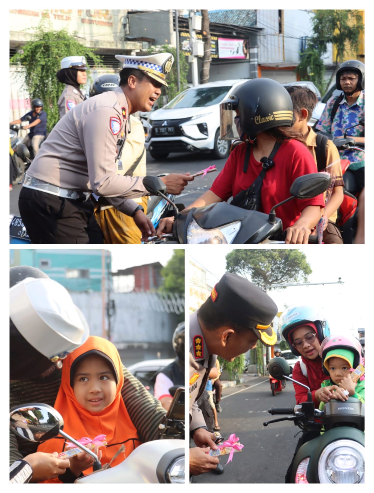 Polresta Banyuwangi Bagi Bagi Cokelat Dan Helm Ke Pengendara, Valentine Day