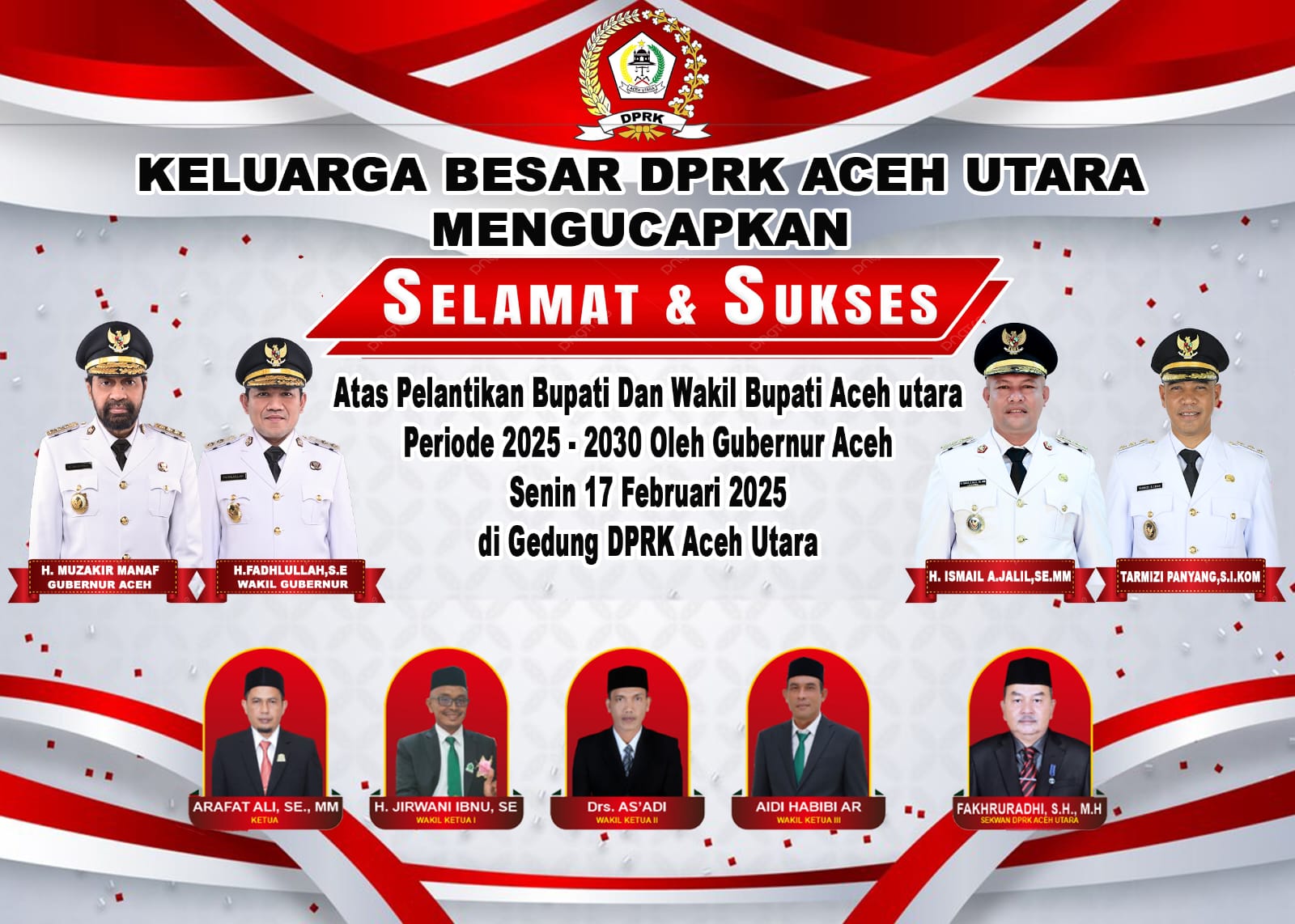 Selamat Dan Sukses Untuk Pelatikan Bupati Dan Wakil Bupati Aceh Utara .