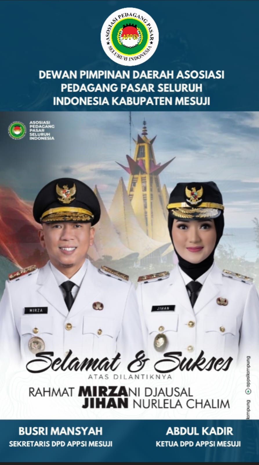 Presiden Prabowo Resmi Lantik Rahmat Mirzani Djausal dan Jihan Nurlela