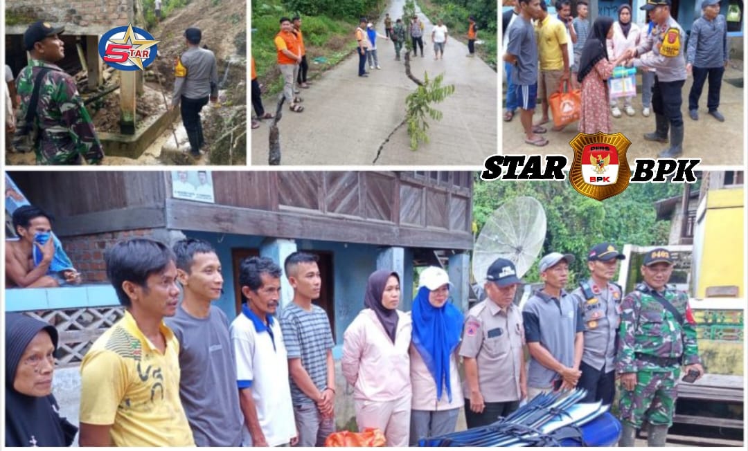 Polsek ulu Ogan polres OKU Bersama Pemkab Oku Serta Forkopimcam Berikan Bantuan Ke Warga Dampak Tanah Longsor