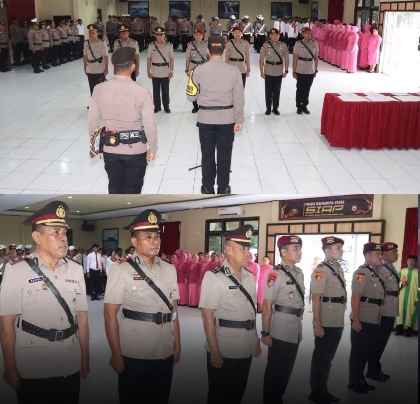 Resor Polres Halmahera Mengelar  Pelantikan Wakapolres ,Kabag SDM Dan Kabag Logistik Serta Serah Terima Jabatan Kasat Reskrim & Kasat Narkoba.