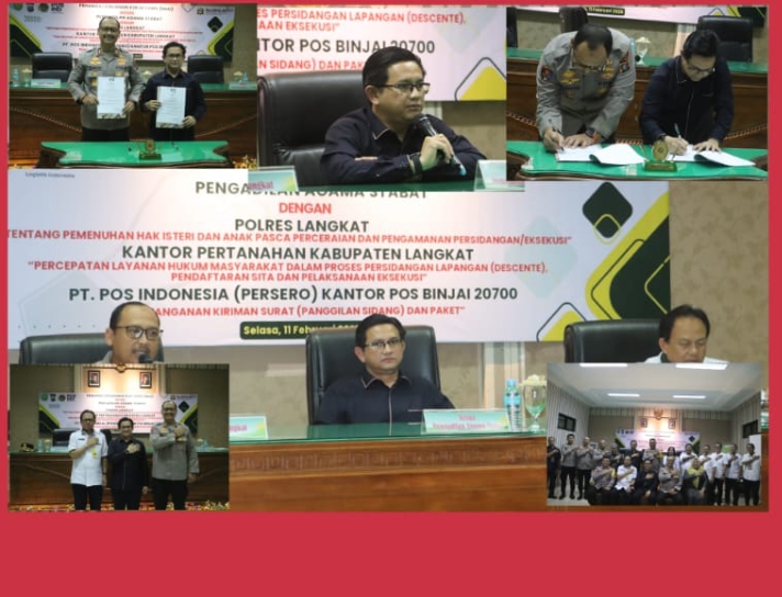 Polres Langkat jalin Kerjasama dengan Pengadilan Agama Stabat terkait Pemenuhan Hak-Hak Perempuan dan anak Pasca Perceraian danh Pengamanan persidangan.