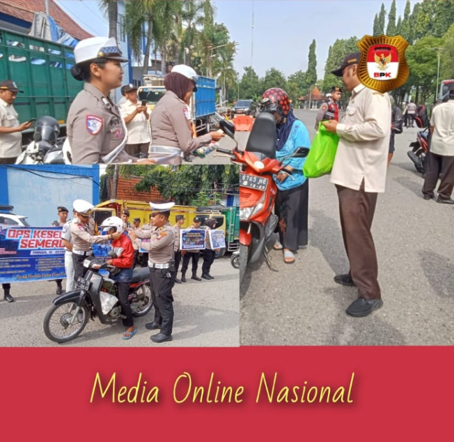 Operasi Keselamatan Semeru 2025 Polres Madiun Beri Helm dan Souvenir bagi Pengendara Tertib
