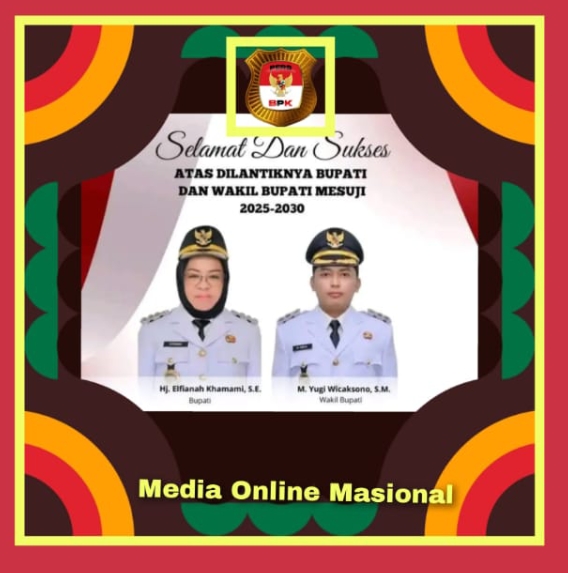 Selamat atas pelantikan ibu bupati hj Elfianah dan wakil Bupati M Yugi Wicaksono