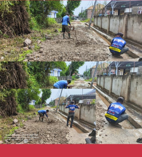 Perlancar Aktivitas Warga, Pemdes wiralaga 1 perbaiki Jalan Gang yang rusak.