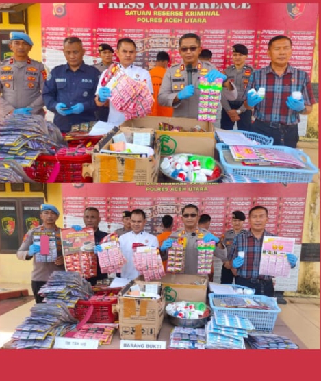 Satreskrim Polres Aceh Utara, Bongkar Praktik Peracikan Obat Ilegal, Dua Tersangka Diciduk