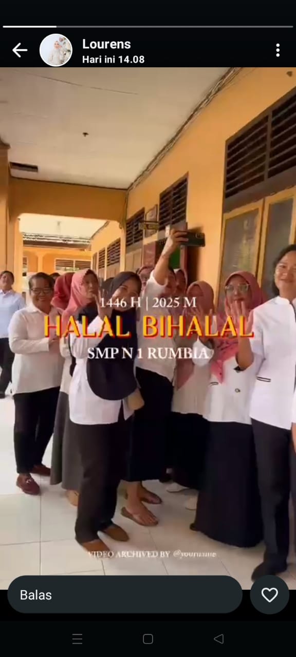 Keluarga Besar Smpn1 Rumbia Lampung Tengah ,Melaksanakan Halal Bihalal 1446 H /2025 M.