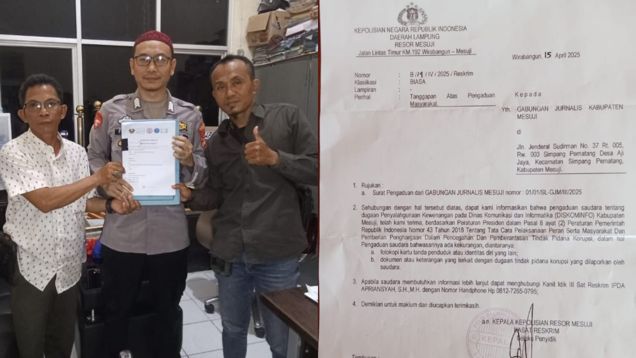 Polres Mesuji Tindaklanjuti Laporan Dugaan Penyalahgunaan Wewenang Diskominfo, WMB Diminta Lengkapi Dokumen