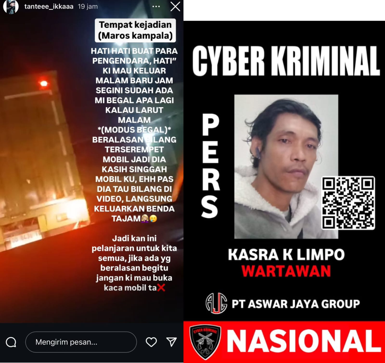 Wartawan Cyberkriminal.com di tuding dan Viralkan di Platform Akun IG Tanteee_Ikkaaa, Redaksi Cyberkriminal Keberatan*
