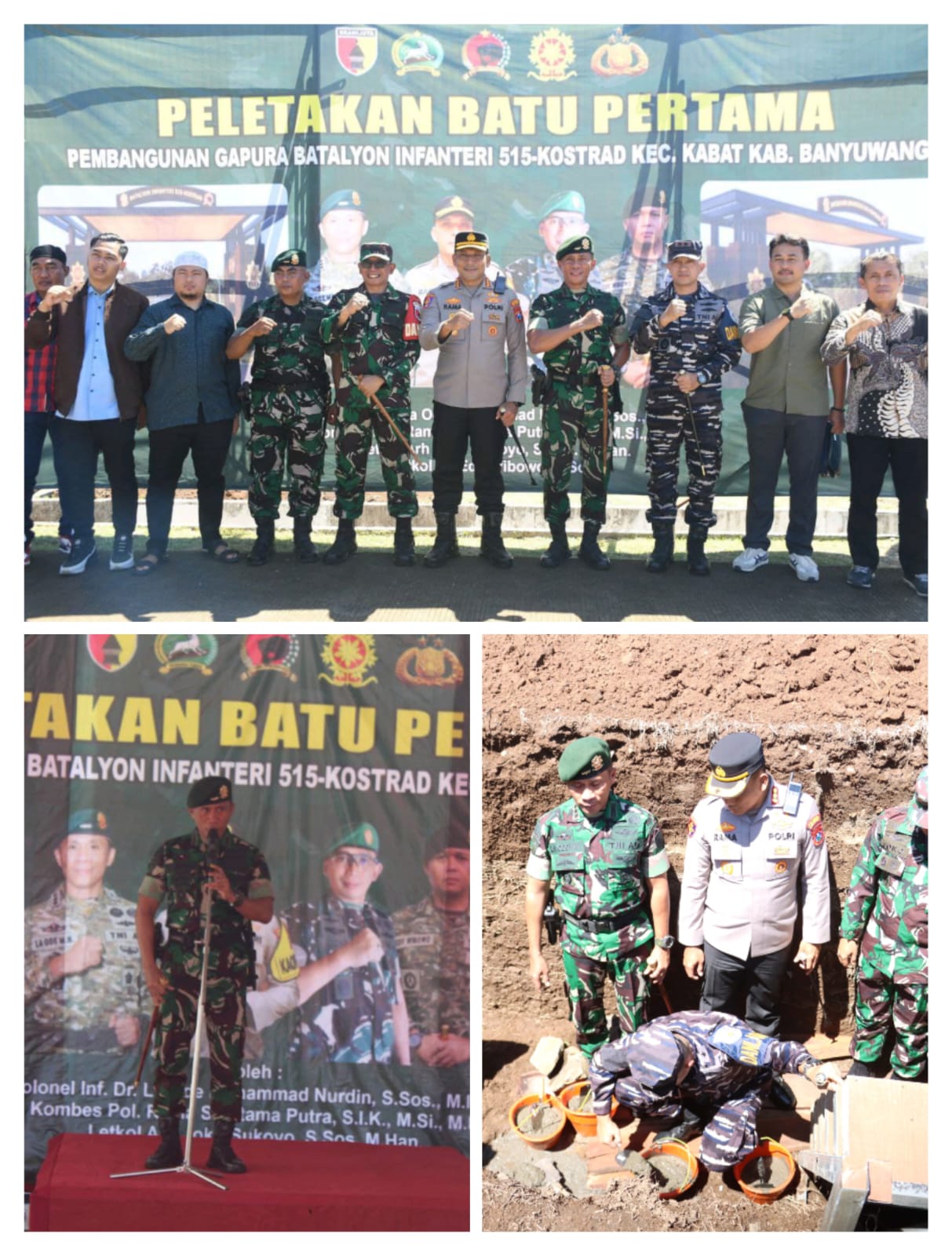 Pembangunan Gapura Yonif 515-Kostrad Dimulai, Dandim 0825/Banyuwangi Hadiri Peletakan Batu Pertama