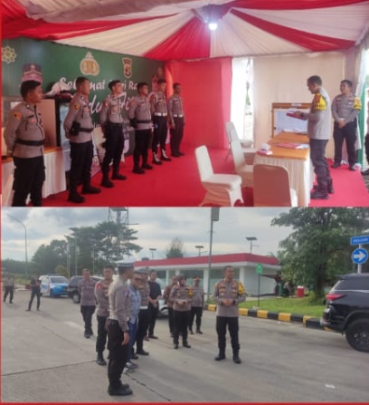 Kapolres Mesuji melaksanakan peninjauan Pos PAM di Rest Area KM 234 Tol Terpeka