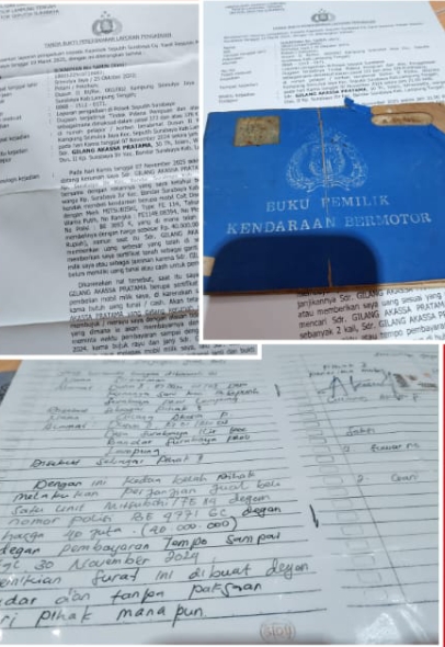 KORBAN PENIPUAN JUAL BELI KENDARAAN AKHIRNYA LAPOR KE POLSEK SEPUTIH SURABAYA LAMPUNG TENGAH.