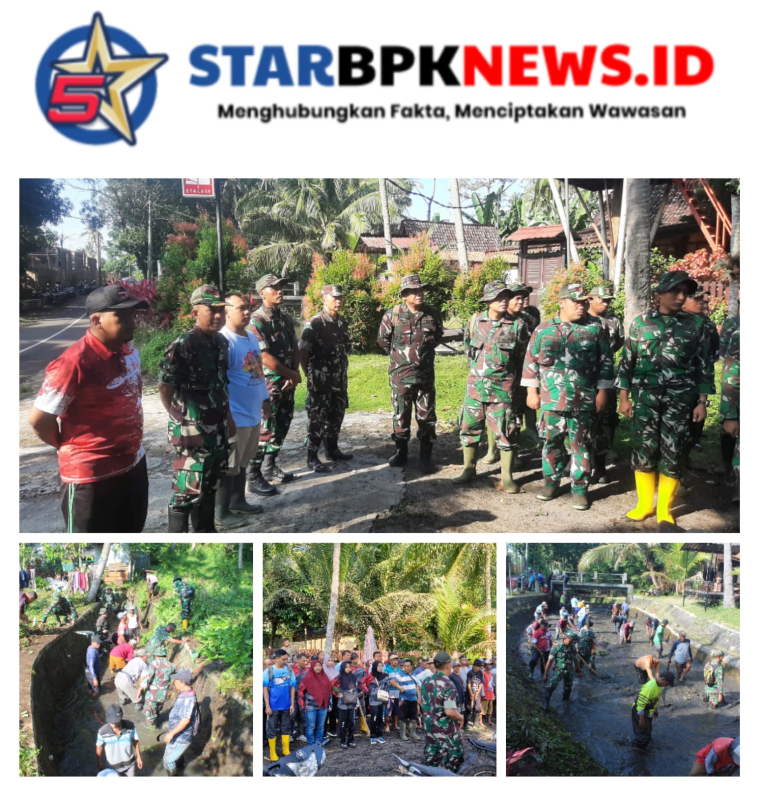 BERRAKSI”, TNI, Dinas Perairan & Masyarakat Desa Olehsari Gotong Royong Bersihkan Saluran Irigasi