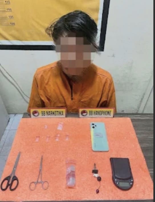 POLRES INDRAGIRI HILIR AMANKAN SEORANG PEMUDA DENGAN BARANG BUKTI SABU SEBERAT 2,31 GRAM