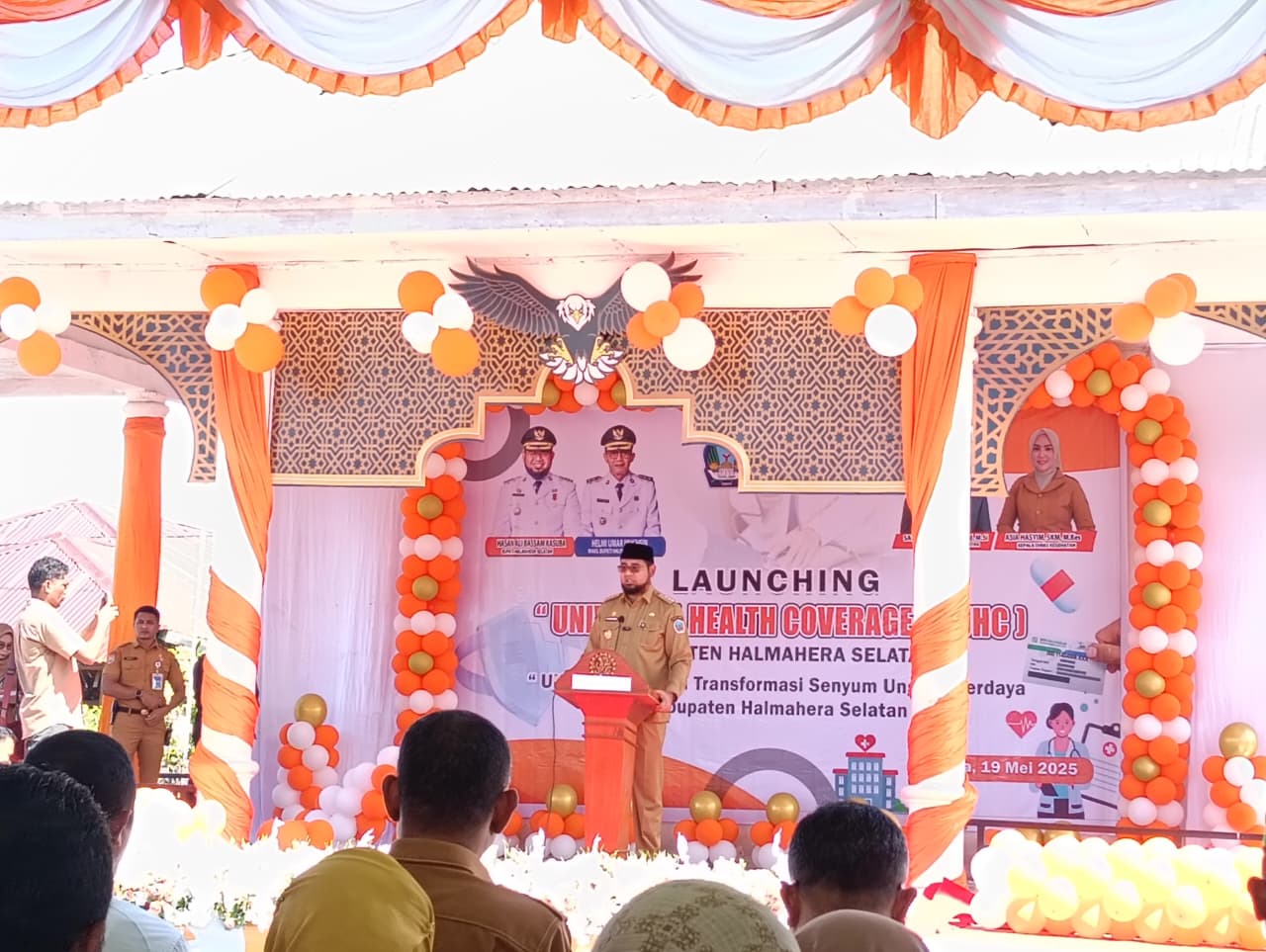 Bupati Hasan Ali bassam Kasuba LAUNCHING universal health coverage (UHC) Kab.halmahera selatan Senin 19/05/ Tahun 2025