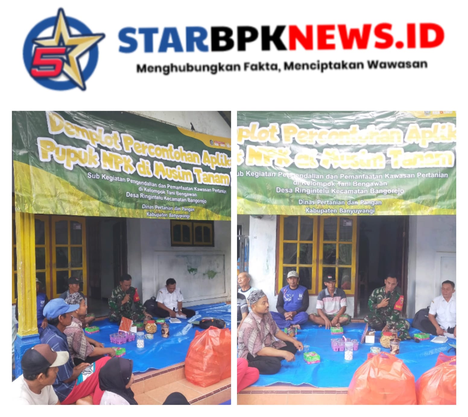 Dukung Ketahanan Pangan, Babinsa Ringintelu Hadiri Demplot Percontohan Pupuk NPK Bersama Poktan Bengawan