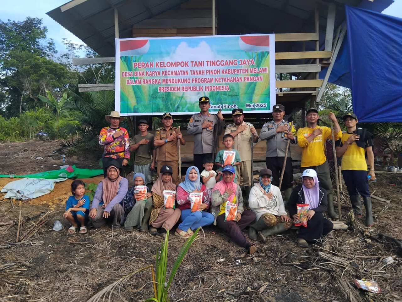 Kelompok Tani Tinggang Jaya dan Muspika Kecamatan Tanah Pinoh melaksanakan penanaman jagung, Dukung Ketahanan Pangan Nasional