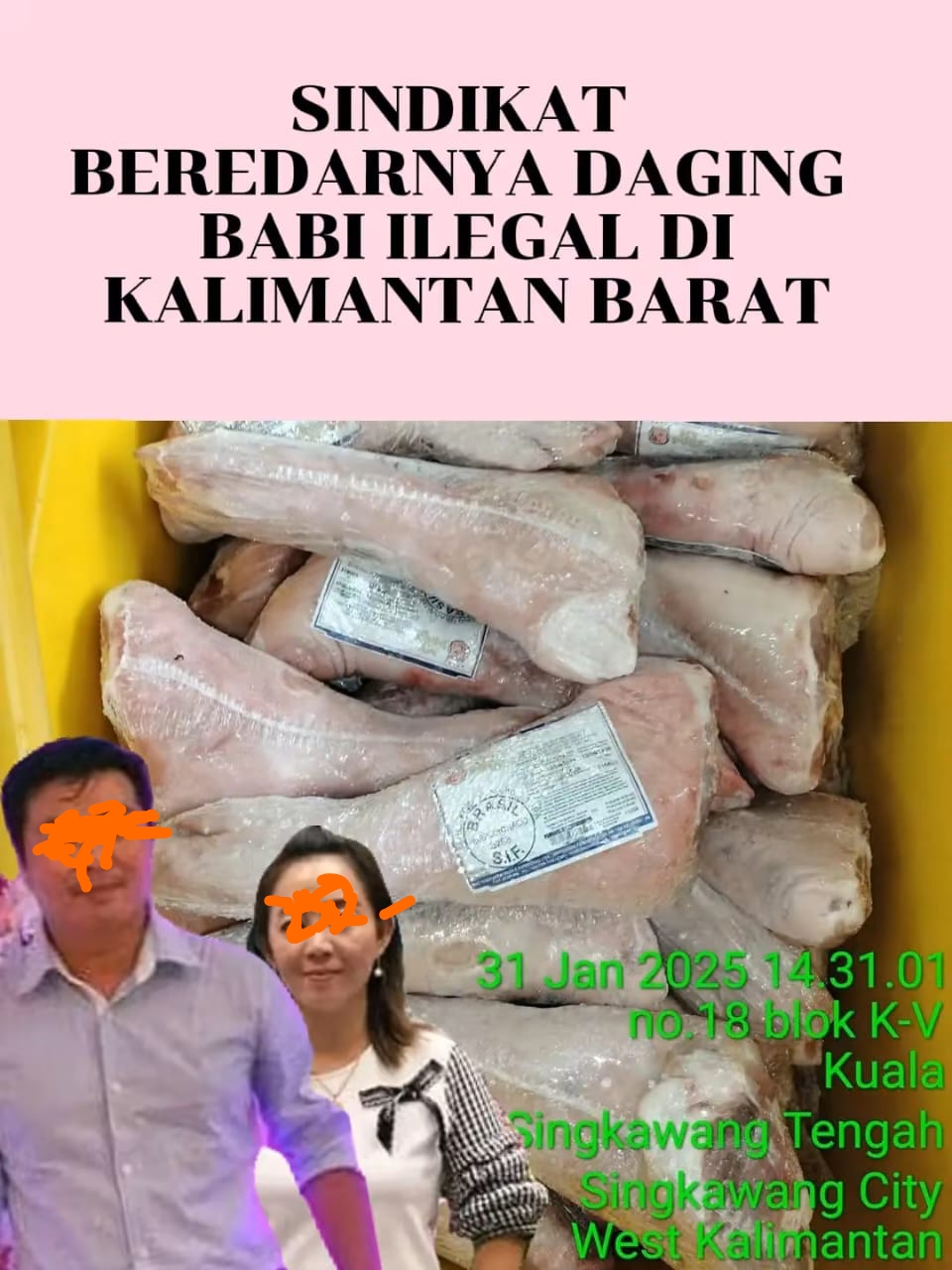 Viral!!! Peredaran Daging Babi Ilegal Brazil Beredar di Singkawang
