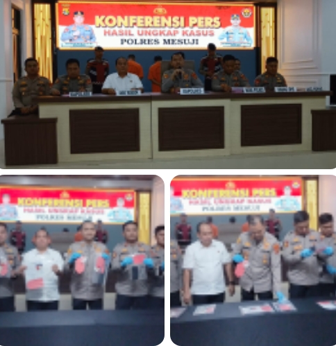 Polres Mesuji Laksanakan Press Release Terkait Keberhasilan Dalam Satu Bulan Ungkap 3 Kasus Besar