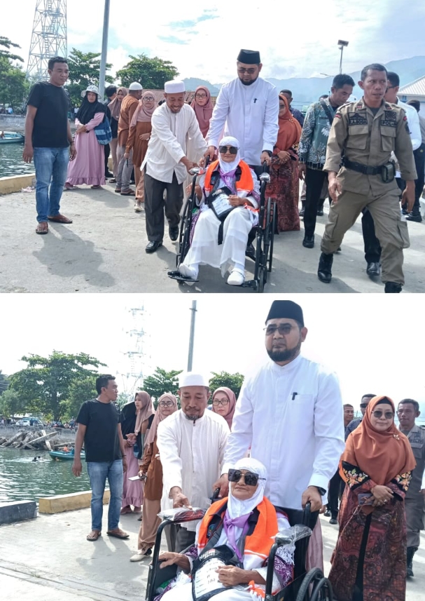 Bupati Hasan Ali Bassam Kasuba melapaskan 190 JCH kab.Halsel Menuju Ternate, hari ini kamis 08 mei 2025