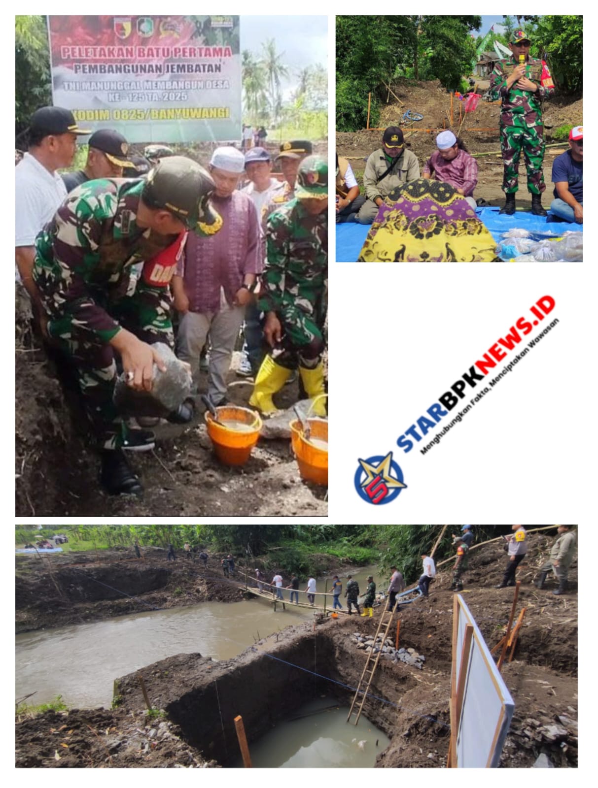 Peletakan Batu Pertama Wujud Lestarikan Tradisi Budaya Setempat Bangun Jembatan Pra TMMD ke-125 Kodim 0825/Banyuwangi