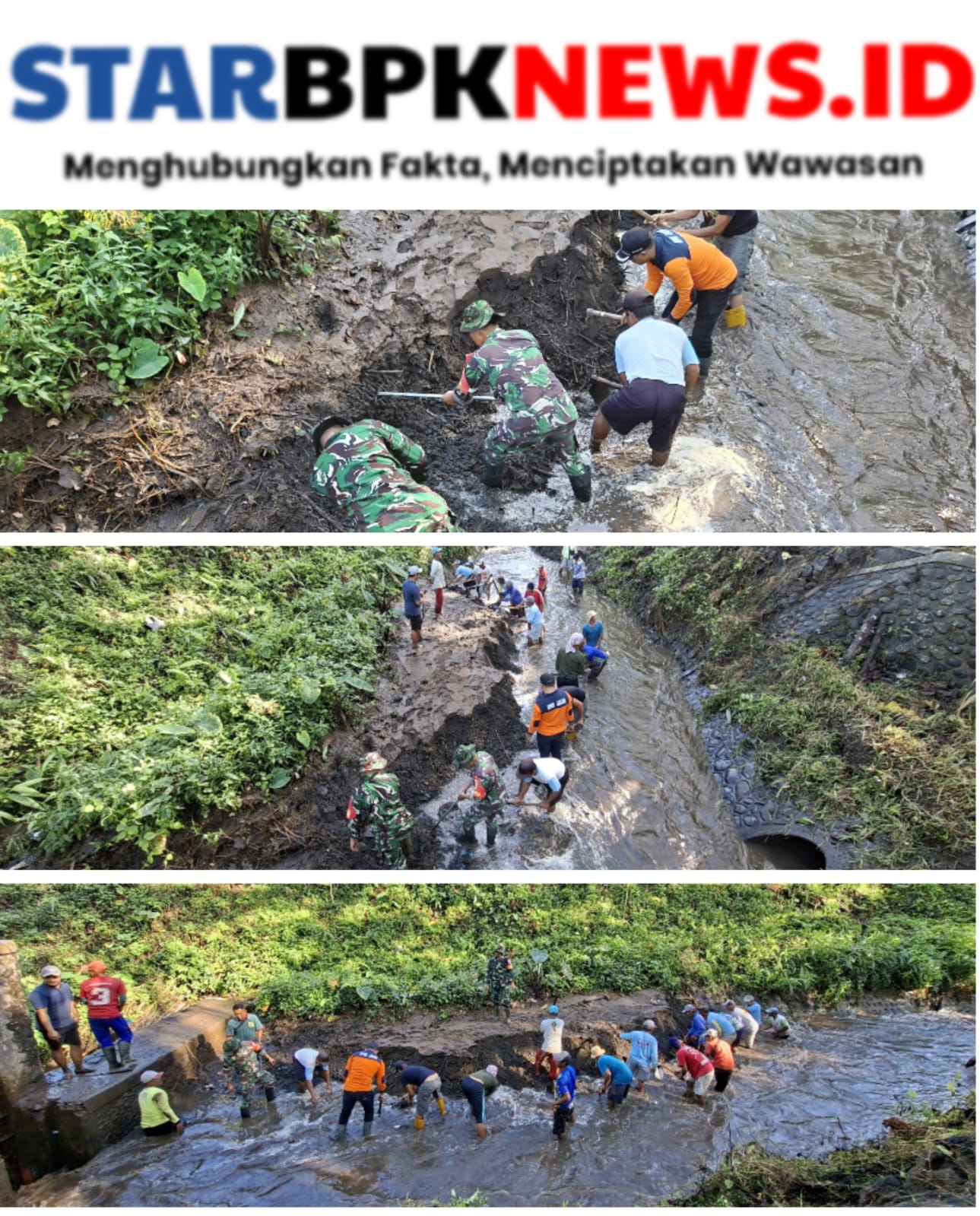 Koramil 0825/05 Kalibaru Bersama Masyarakat Bersinergi Bersihkan Bendungan, Optimalkan Ketahanan Pangan