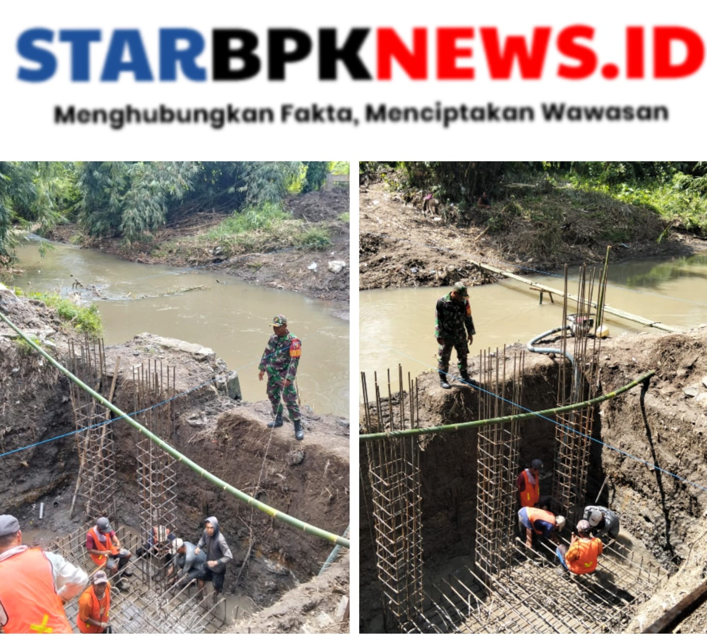Personel TNI 0825/Banyuwangi Produktif dan Semangat Persiapan Pengecoran Cakar Ayam Pondasi, TMMD 125