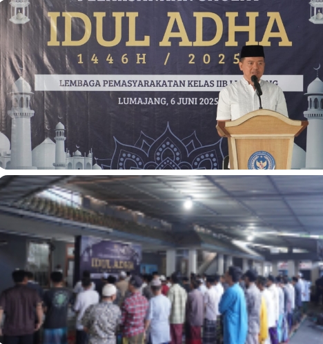 Lapas Lumajang Gelar Sholat Idul Adha dan Penyembelihan 12 Ekor Kambing Qurban