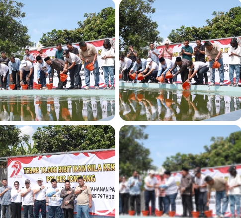 Polres Jombang dan Pemkab Bersinergi Dukung Ketahanan Pangan, Tebar Benih 10 ribu Ikan Nila*