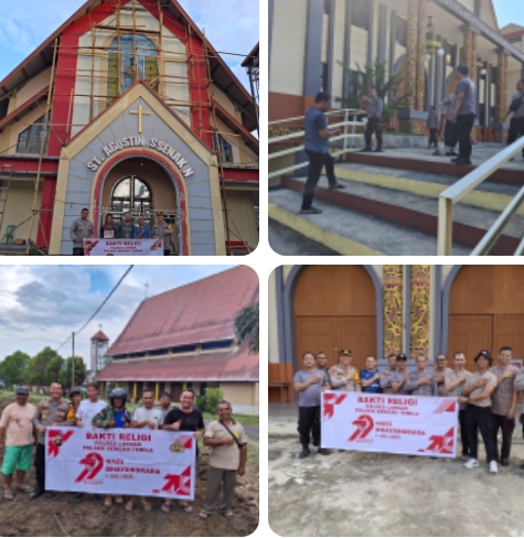 Semarak Hari Bhayangkara ke-79, Polsek Sengah Temila Gelar Bakti Religi di Gereja Santo Yohanes Pemandi Pahauman