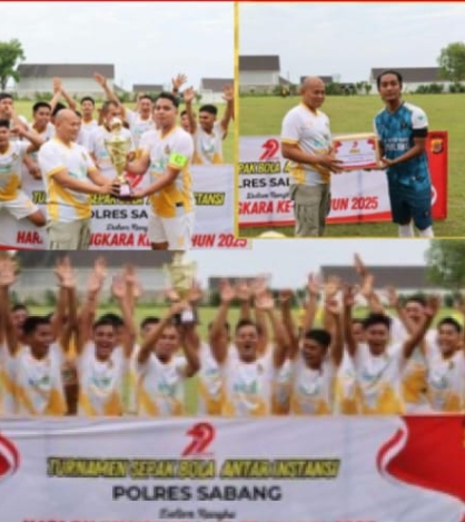 Turnamen Sepak Bola Antar Instansi Peringatan Hari Bhayangkara ke-79 Kesebelasan Polres Sabang Juara Satu