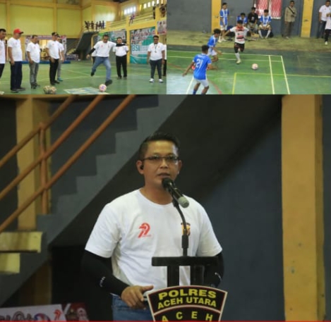 Kapolres Aceh Utara Buka Turnamen Futsal Semarakkan Hari Bhayangkara ke-79