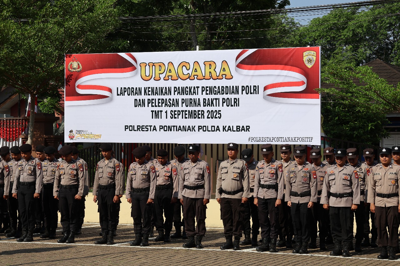 Kapolresta Pontianak Pimpin Apel Purna Bhakti Kompol Bargoro Widi