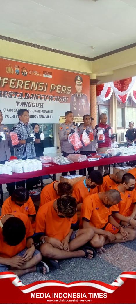 Polresta Banyuwangi Bongkar 37 Kasus Narkoba, Amankan 43 Tersangka dan 159 Ribu Butir Obat Keras