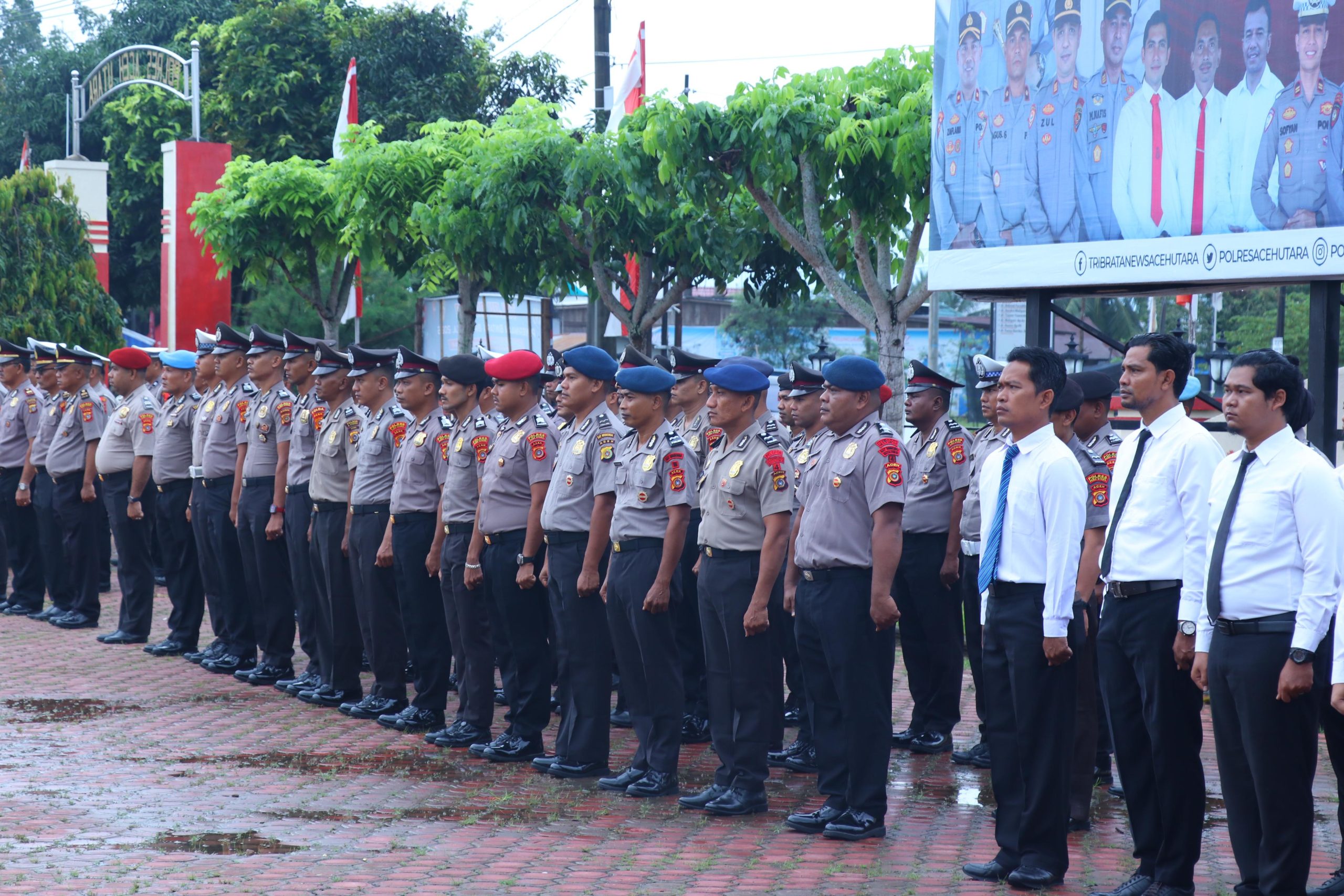 Polres Aceh Utara Gelar Upacara Kenaikan Pangkat 67 Personel
