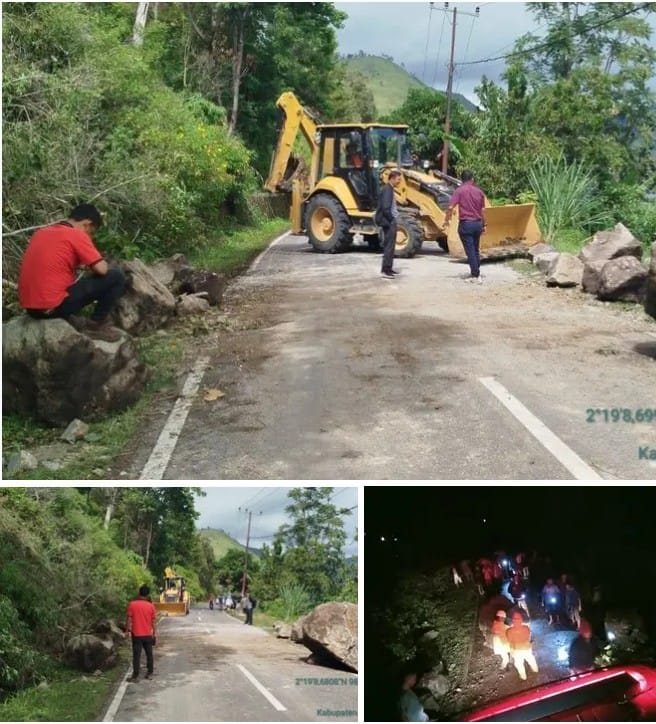 Pemerintah Kabupaten Humbang Hasundutan Bersihkan Material Longsor Menuju Objek Wisata Bakkara