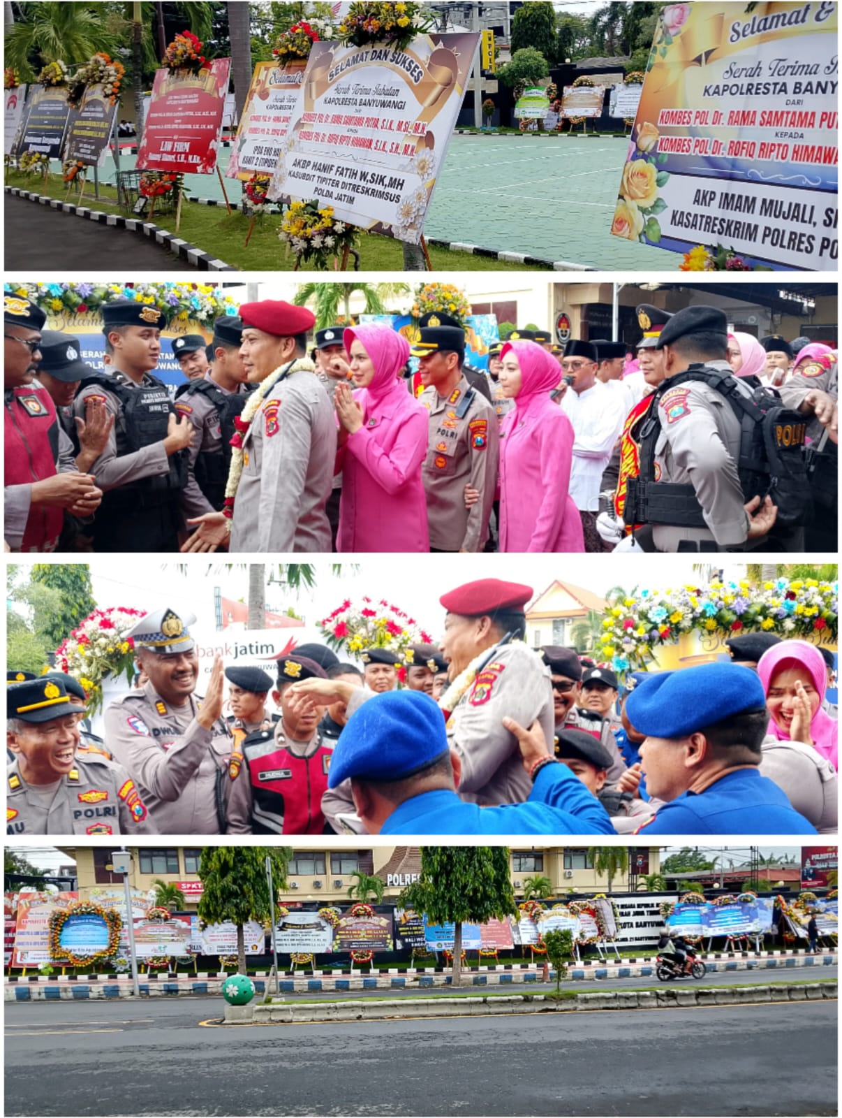Ratusan Ucapan Hiasi Polresta Banyuwangi : Kapolresta Banyuwangi Pimpin Upacara Sertijab