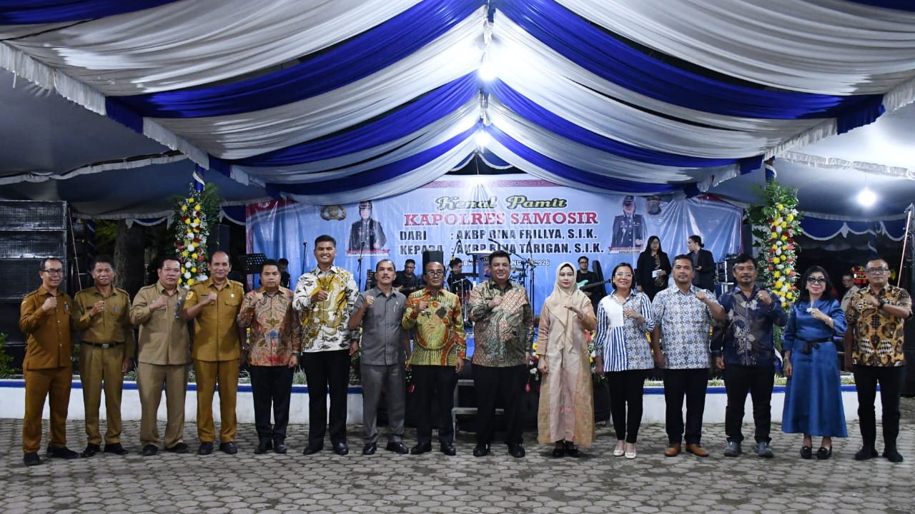 Bupati Samosir dan Wabup Lepas Sambut Kapolres, Vandiko : Samosir Tempat Tepat Mencetak Prestasi, Sulit Cari Kekayaan