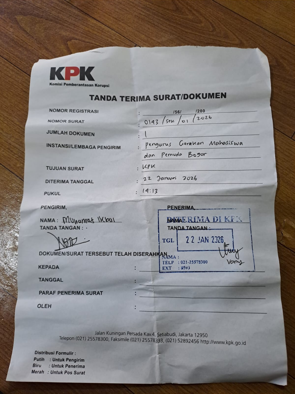 AKTIVIS MAHASISWA, GERAKAN MAHASISWA DAN PEMUDA BOGOR LAPORKAN DUGAAN TINDAK PIDANA KORUPSI PEJABAT KABUPATEN BOGOR KE KPK