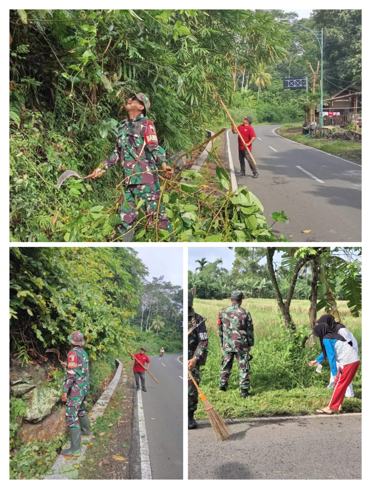 Posramil 0825-22 Licin Laksanakan Karya Bakti TNI Pembersihan Lingkungan Desa Binaan