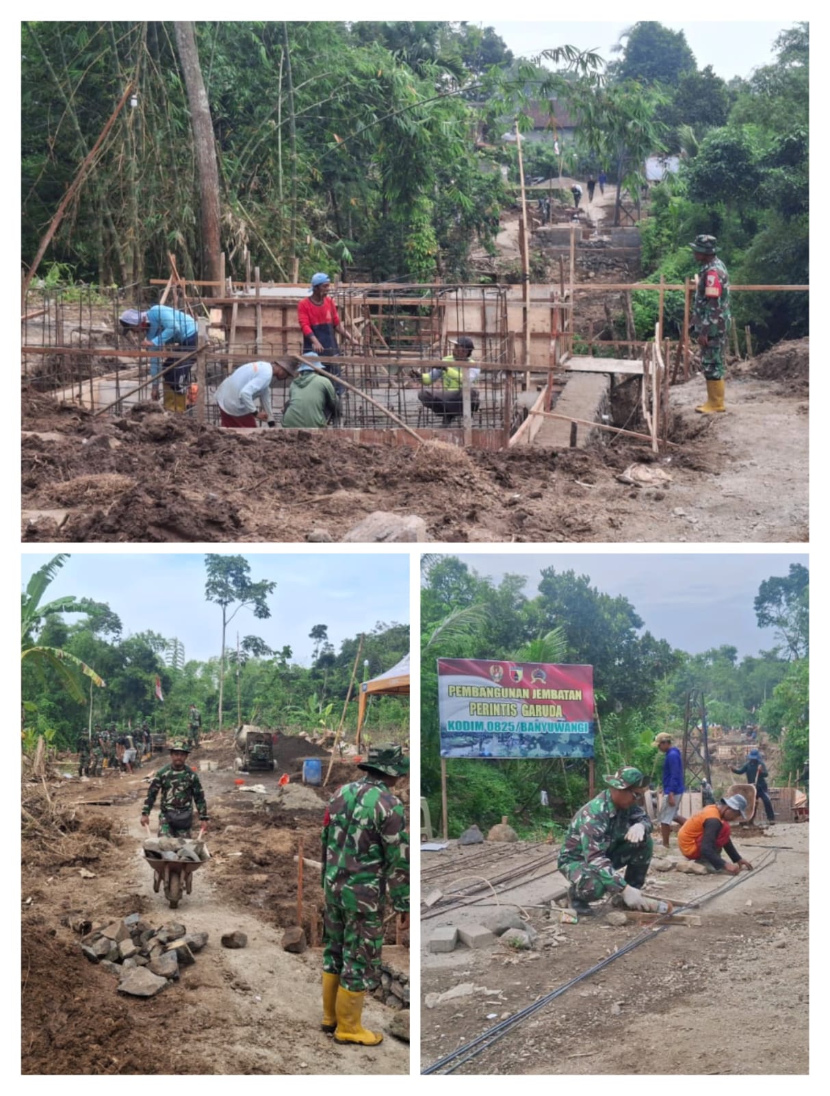 Dikebut Serentak, Jembatan Garuda Merah Putih Penghubung Dua Kecamatan di Banyuwangi Mulai Terlihat