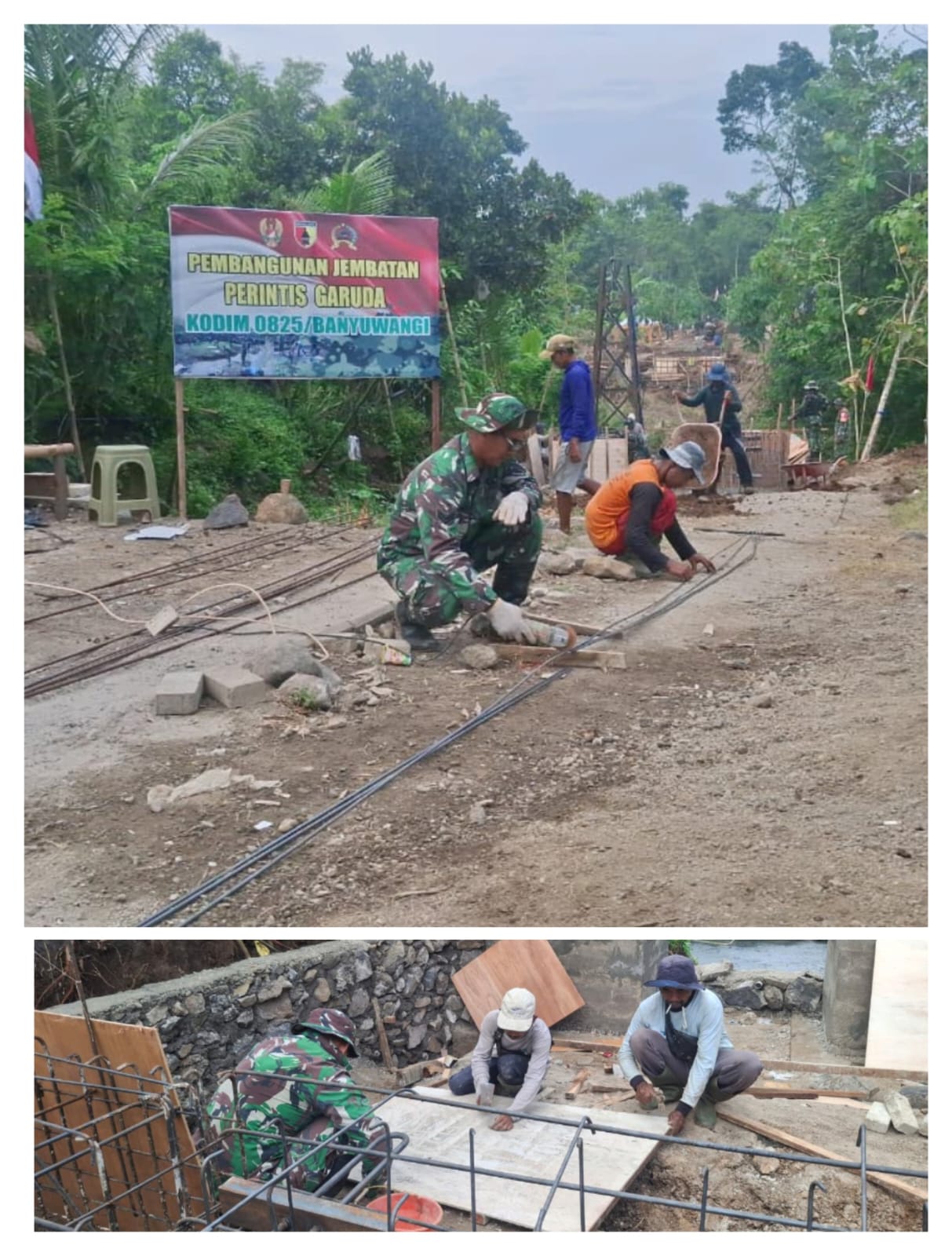 Wujudkan Konektivitas Desa, Kodim 0825/Banyuwangi Kebut Pembangunan Jembatan Perintis Garuda