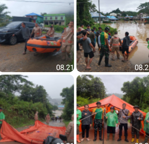 Luapan Sungai Sekayam Rendam Permukiman Warga Entikong, Aparat Dirikan Posko Darurat
