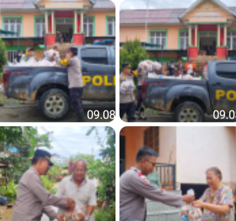 Ringankan Beban Warga, Polsek Sekayam Bagikan 1.150 Paket Bansos Banjir