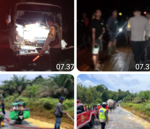 Kecelakaan Beruntun di Jalur Batang Tarang–Kubu Raya, Truk Tangki CPO Tumpah di Tengah Jalan