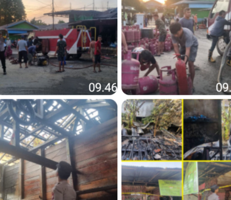 Diduga Korsleting Listrik, Pangkalan LPG 3 Kg di Sekayam Dilalap Api