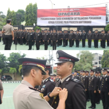 Berlangsung Khidmat; Kapolresta Banyuwangi Pimpin Upacara Penghargaan Satyalancana Pengabdian