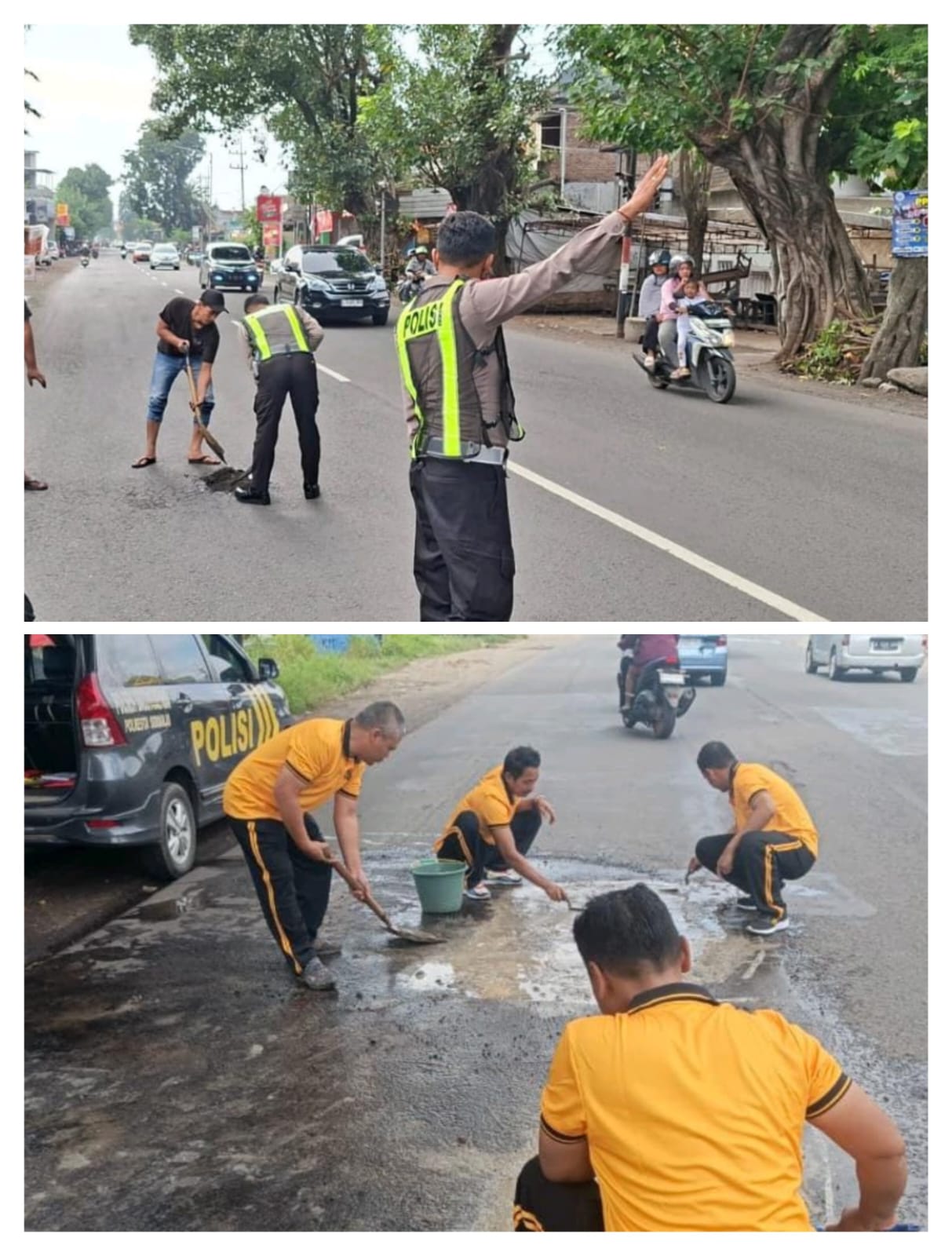 Operasi Keselamatan Semeru 2026 Polresta Sidoarjo Tambal Jalan Berlubang