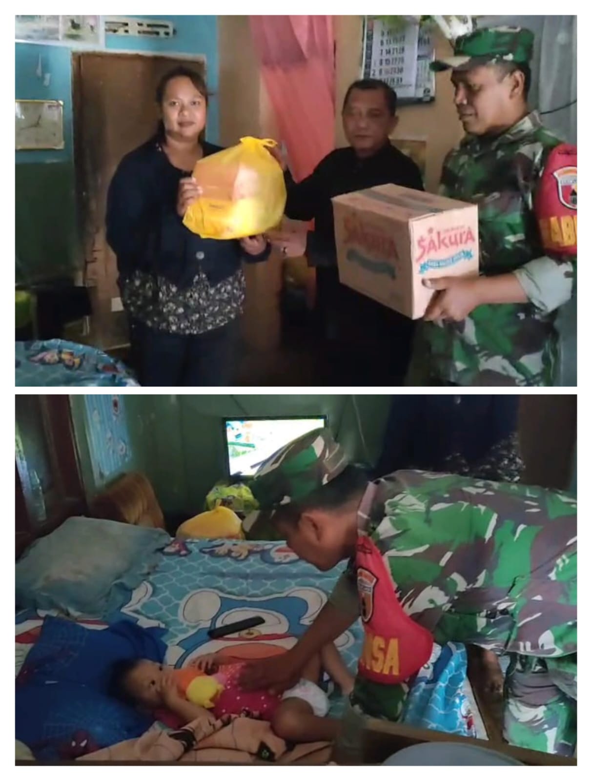 Peduli Kesehatan Anak, Babinsa Mangir Dampingi Penyaluran Bantuan Balita di Dusun Krajan